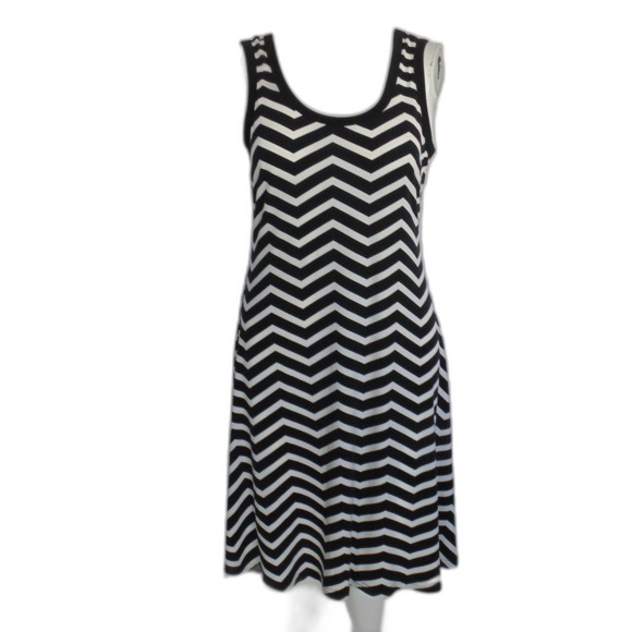 CALVIN KLEIN Tank Dress, S, Black/White Chevrons, Tank, Shift, Summer - Picture 7 of 8